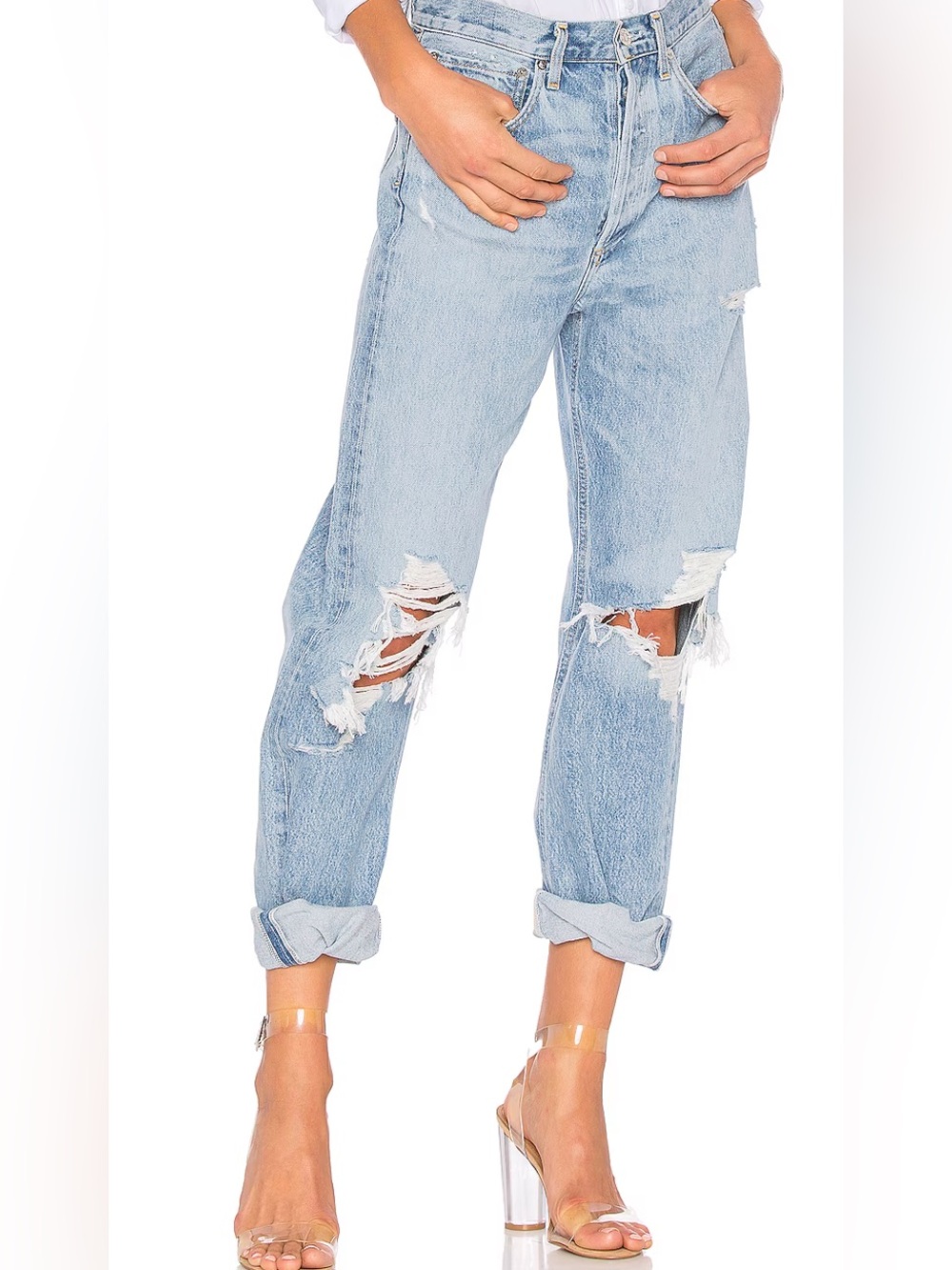 AGOLDE 90s Fall Out Mid Rise Loose Fit Distressed Button Fly Denim Jeans Size 25